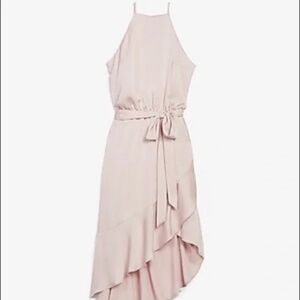 Express Blush Pink Asymmetrical Halter Dress (S)